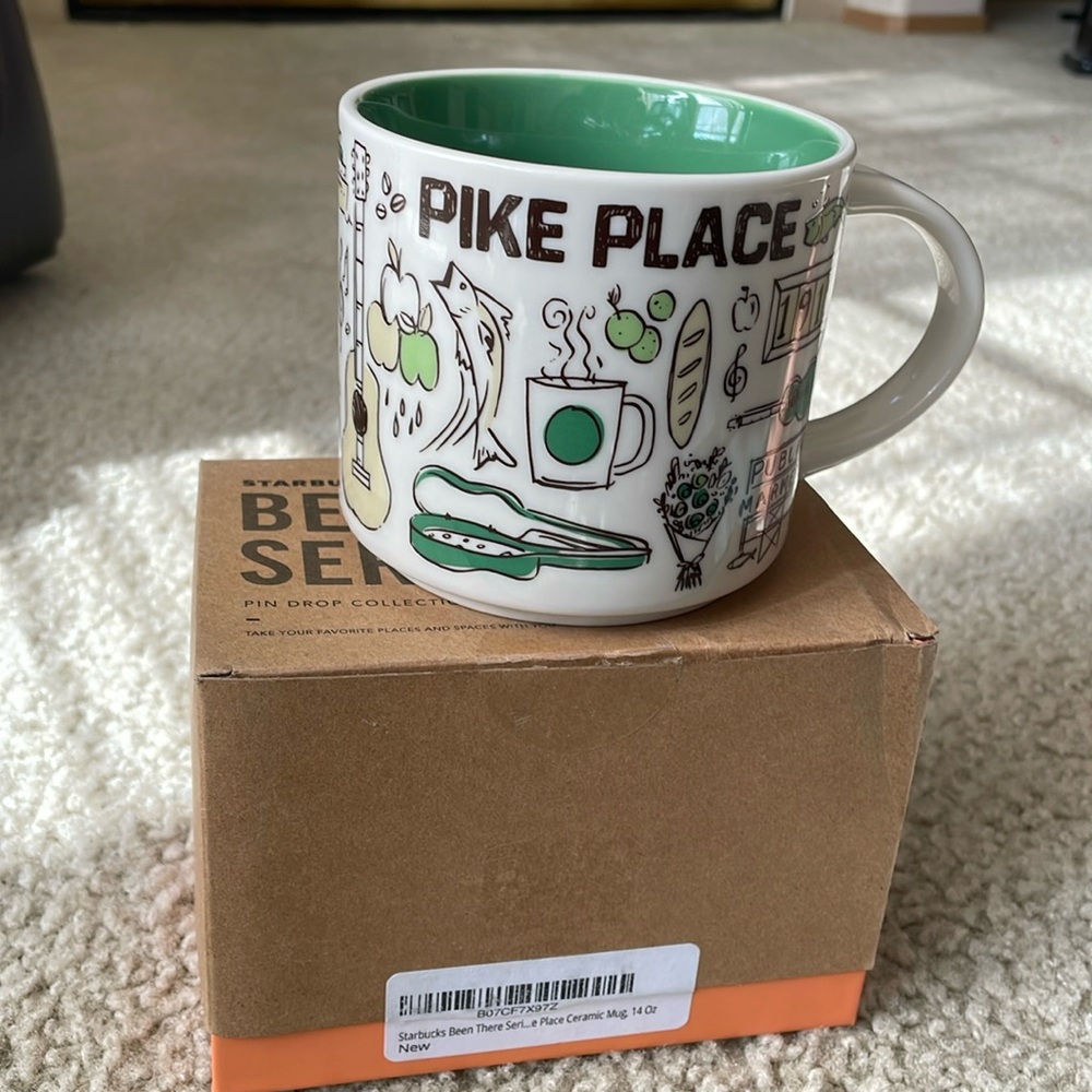 STARBUCKS Pike Place "BEEN THERE" Pin Drop Collection RARE Coffee Mug 14 fl oz